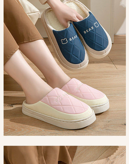 Winter Cotton Slippers for Men, Non-Slip, Wear-Resistant, Thickeneded, Lightweight, Outdoor Wear, Couple Style, Indoor Home, Warm Cartoon Cotton Slippers for Women
