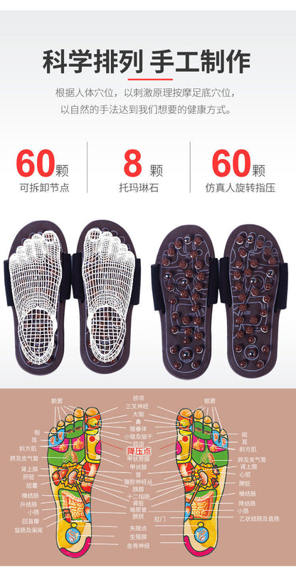 Rotating Acupuncture Foot Massage Slippers for Men, Home Use Foot Acupoint Massage, Acupressure Health Care Non-Slip Slippers