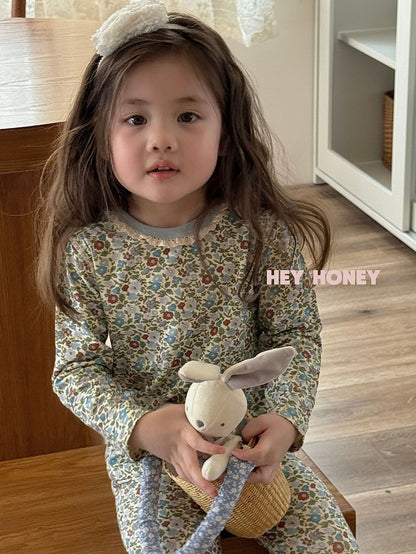 Spot Large and Small Roll Heyhoney24 Lycra Cotton Boys and Girls Autumn Clothes Intimates Printed Home Clothes Pajamas Two-Piece Set