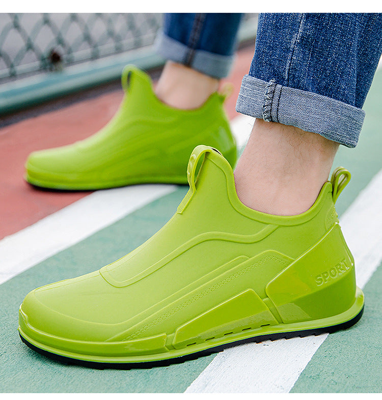 Cross-border Explosions Fashion Rain Boots Men's Non-slip Rubber Shoes Thick Sole Wear-resistant Outer Wear Rain Boots Non-slip Kitchen Water Shoes Men