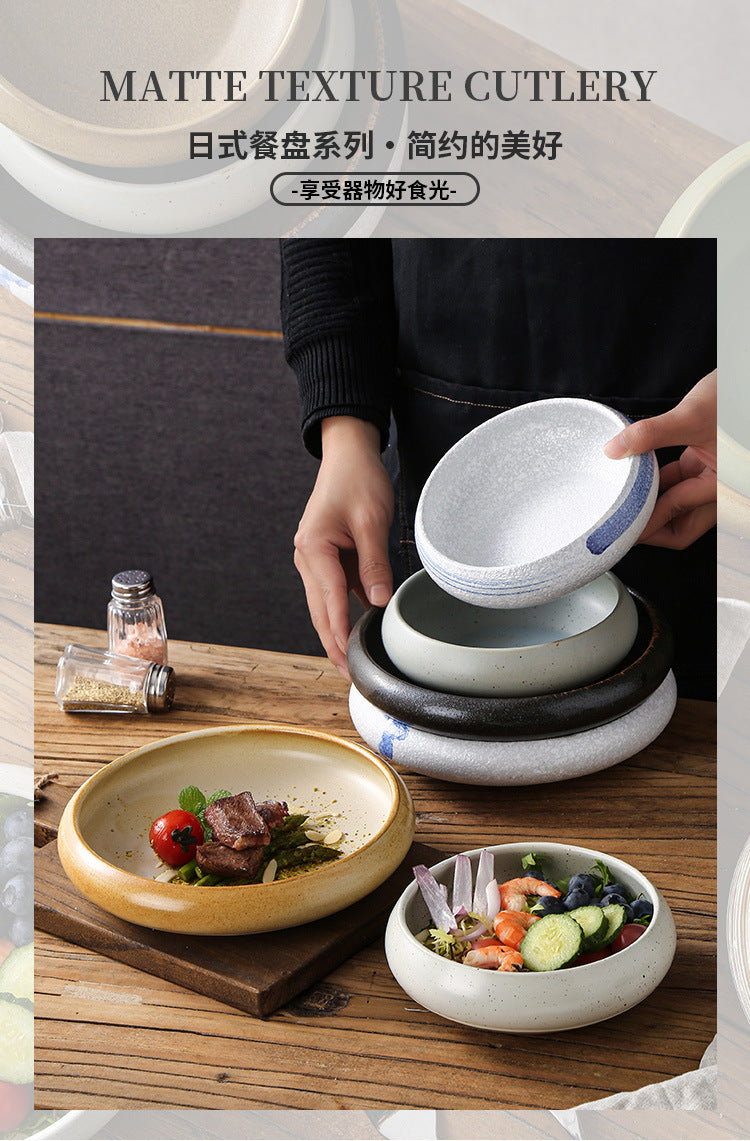 Retro Japanese Style Ceramic Bowl Creative Personality Household Rice Bowl Restaurant Special Snack Bowl Dessert Salad Bowl