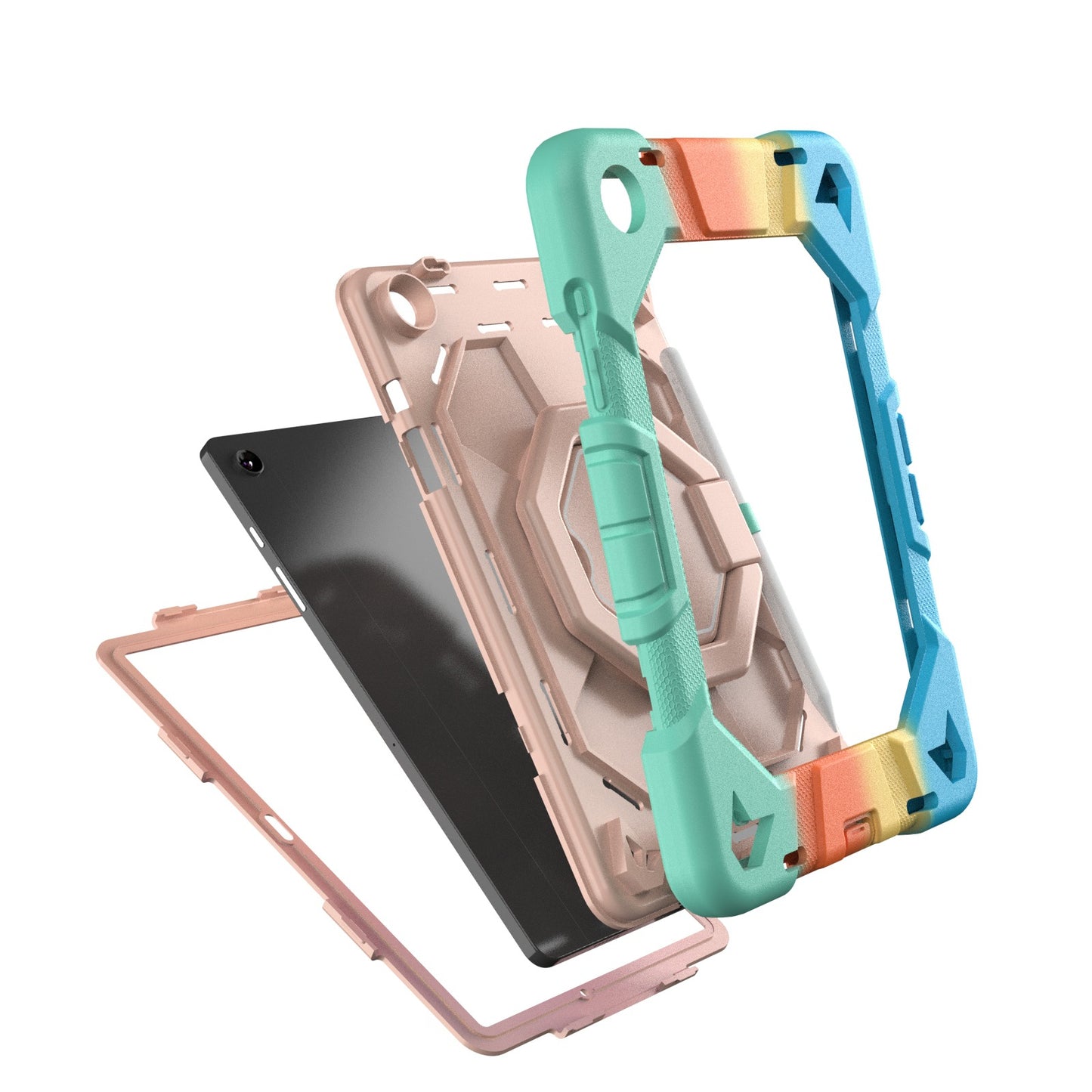 Suitable for Samsung Tab A9+ Tablet Protective Cover Satchel A9Plus Silicone Rotating Stand Kidsren's Anti-Fall Shell