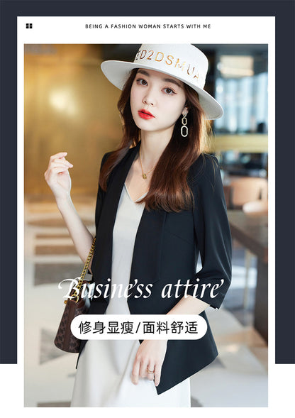 [Three-Quarter Sleeve Dress] Women's Formal Suit Dress, Korean Style Fashion Professional Attire, Small Blazer Dress for Spring and Summer