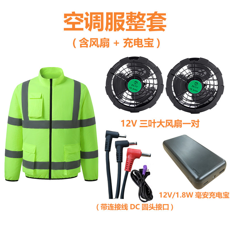 New Summer Fan Clothes Construction Site Cooling Air-Conditioning Clothes Outdoor Reflective Strip Air-Conditioning Clothes Men's Style with Fan