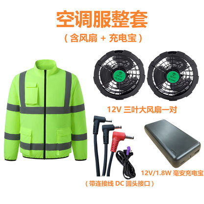 New Summer Fan Clothes Construction Site Cooling Air-Conditioning Clothes Outdoor Reflective Strip Air-Conditioning Clothes Men's Style with Fan
