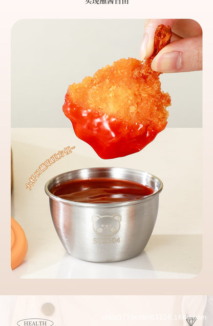 Cross-border 304 stainless steel sauce cup with lid 60ML spill-proof PE lid seasoning dish dipping cup