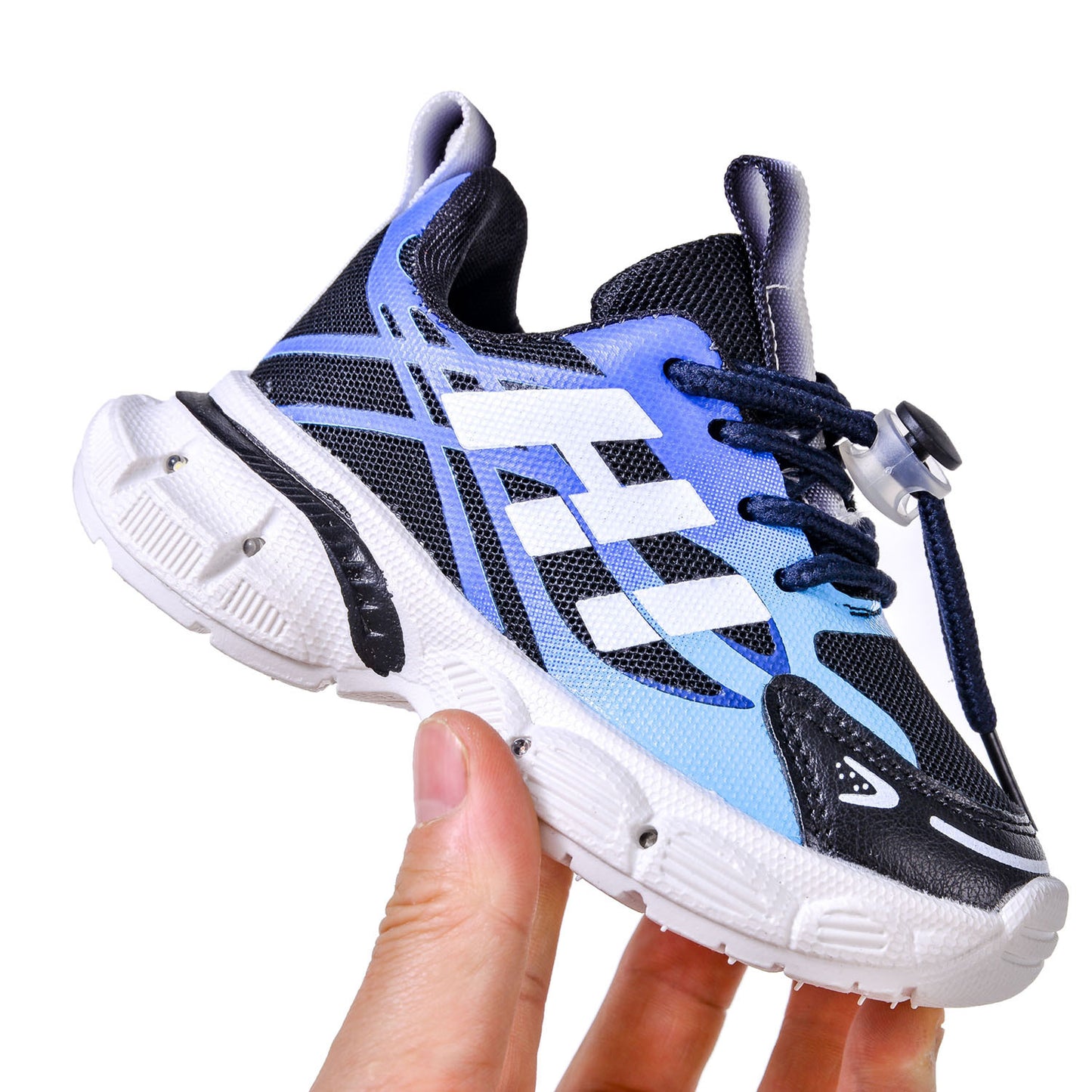 Boys' Breathable Luminous Sports Double Mesh Shoes 2024 Spring and Autumn New Children's Letters Casual LED Lighting Running Shoes