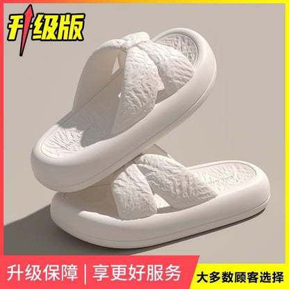 New Home Slippers for Women with Bows, Indoor Quick-Drying, Non-Slip, Bathing and Stepping on Shit, Solid Color Casual Sandals and Slippers Wholesale