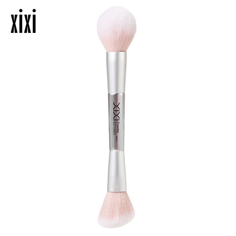 Xixi Light Feather Face Double Head Makeup Brush Easy Makeup Long Rod Flat Head Makeup Brush Novice Student Beauty Makeup Tool