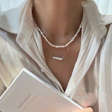 Natural Freshwater Non-nuclear Pearl Double Layer Overlapping Necklace Women's Mother-of-Fritillary Rose Pendant Gold Plated Sweet Light Luxury Set