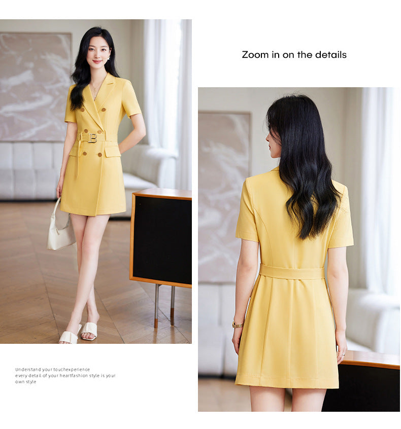 French Hepburn Style Small Black Dress High Sense High Cold Royal Sister Fried Street Small Fragrance Style Pleated Professional Suit dress Summer