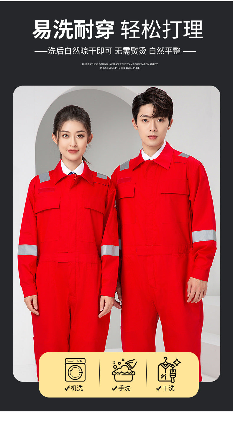 Marine Crew Reflective Strip Pure Cotton Overalls Long-sleeved Men's Summer Wear-resistant Electric Welding Shipyard Workshop Labor Insurance Clothing