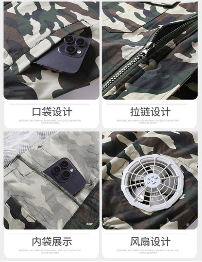 Summer Air Conditioning Clothing Clothes with Three Fans Heatstroke Prevention and Cooling Work Clothing for Men's Construction Site Heatstroke Prevention and Refrigeration Labor Protection Clothing