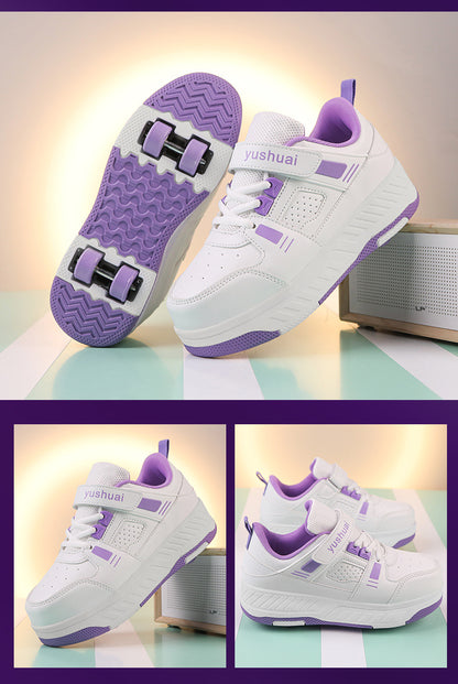 New heloo shoes two-wheel roller shoes children with wheels shoes girls skates student deformation shoes wholesale