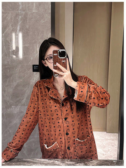 2026 New Style Island Velvet Pajamas for Women, Autumn and Winter High-End Luxury Set, Internet Celebrity Long-Sleeve Thickened Warm Loungewear