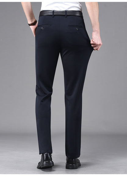 Business Casual Pants Men's Vertical Straight Dress Men's Spring and Summer Loose plus size Non-ironing Long Pants Stretch Pants