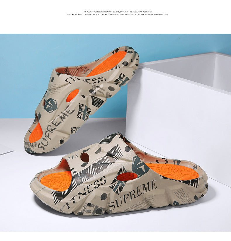 Coconut Slippers for Men to Wear Outside in Summer, Non-Slip Thick Soles for Stepping on Shit, Home Bathing, Men's Outdoor Sports Beach Sandals