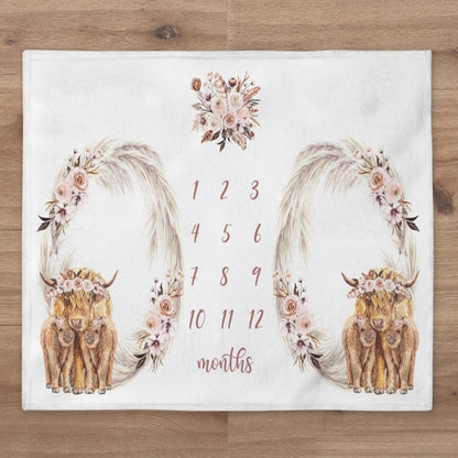 Twins Milestone Photography Blanket Flannel Blanket with Frame Baby Photo Blanket Baby Growth Memorial Blanket