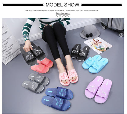 Summer Pvc Bathroom Slippers Home Cartoon Couple Slippers Indoor Cute Bath Non-Slip Sandals Women's Stall