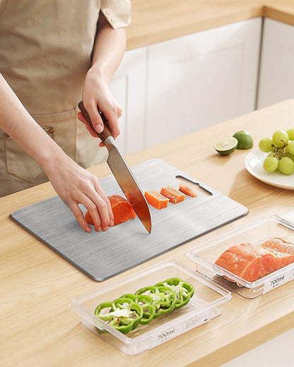 Manufacturer Wholesale Cross-Border 201 Stainless Steel Cutting Board, Thickened Anti-Mold Antibacterial Double-Sided Chopping Board, Kitchen Cutting Board