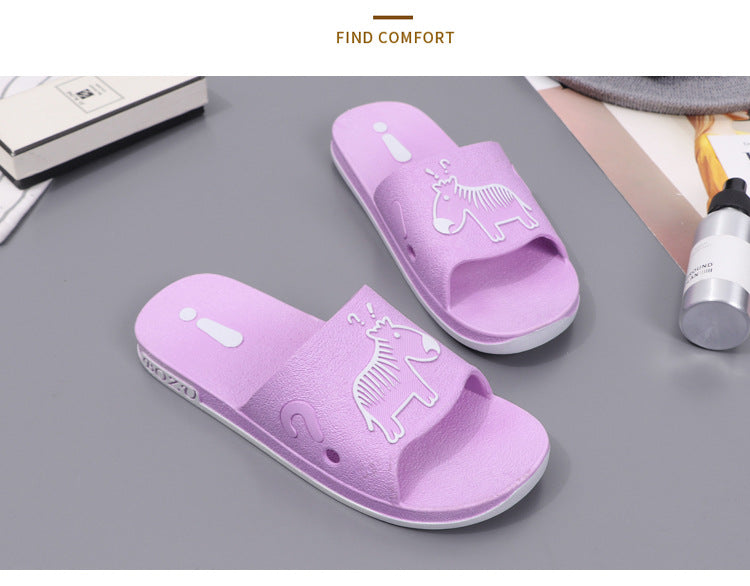 Summer Pvc Bathroom Slippers Home Cartoon Couple Slippers Indoor Cute Bath Non-Slip Sandals Women's Stall