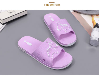 Summer Pvc Bathroom Slippers Home Cartoon Couple Slippers Indoor Cute Bath Non-Slip Sandals Women's Stall