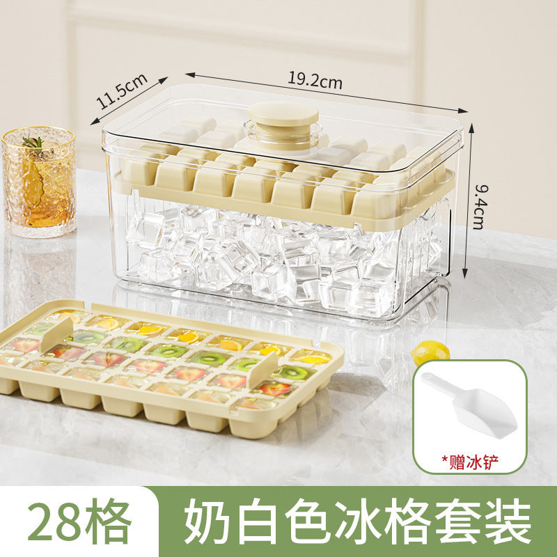 Cross-border pressing ice cube ice cube mould food grade pressing type household ice storage ice box with lid self-making ice box