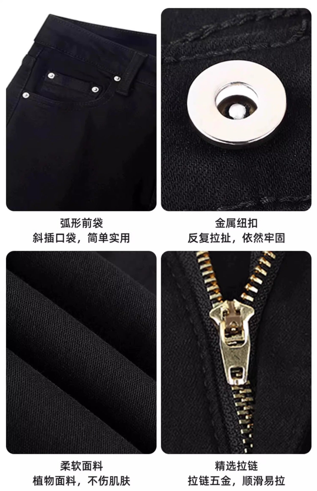 Black Straight-Leg Jeans for Women, 2026 New Summer Thin Style, Petite High-Waisted Slimming Cropped Cigarette Pants