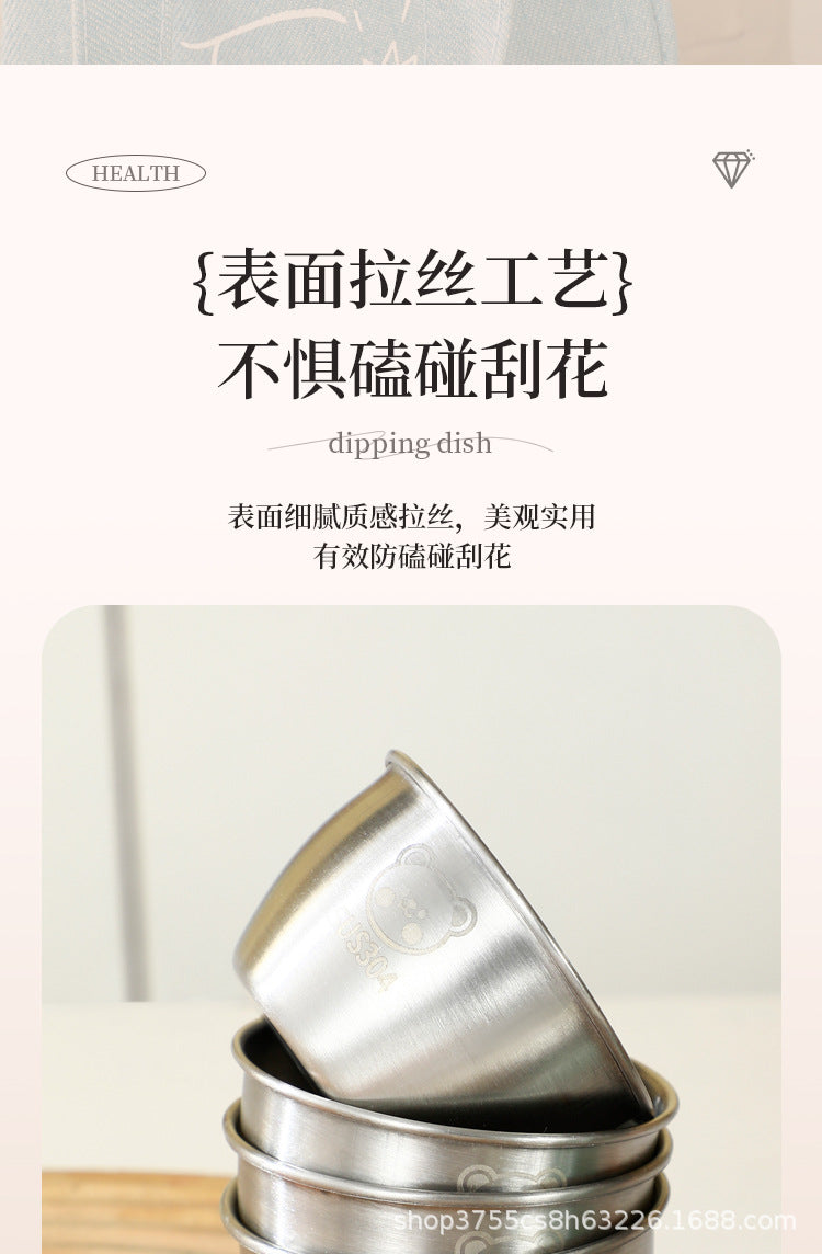 Cross-border 304 stainless steel sauce cup with lid 60ML spill-proof PE lid seasoning dish dipping cup