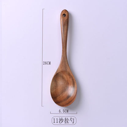 Paint-free Wax-free Wooden Cooking Spoon Shovel suit Kitchenware Long Handle Non-stick Pan Stir-frying Shovel Wooden Acacia Soup Spoon