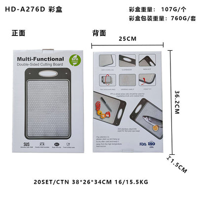 New in stock Amazon Explosions 3D Pattern Stainless Steel Cutting Board Titanium Cutting Board 304 Double-sided Cutting Board