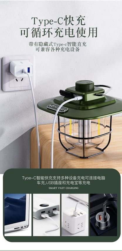Retro camping light LED ceiling light tent light horse light strong light portable charging portable light multifunctional camping light