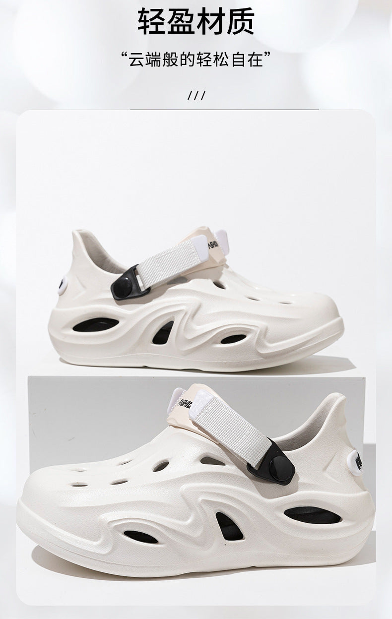 2025 Croc Shoes Men's Summer New Outerwear Non-Slip Soft Sole Baotou Men's Shoes Sports Coconut Sandals