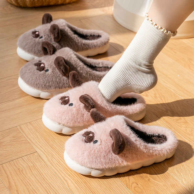 Cixi Cotton Slippers for Women, Spring, Autumn and Winter Home Use, Indoor Non-Slip Couple Home Warm Winter Plush Men's Slippers