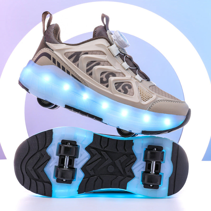 Cross-Border Children's Four-Wheel Roller Shoes, Boys' Light-Up Shoes, Detachable Girls' Student Sports Shoes, Children's Roller Skating Shoes