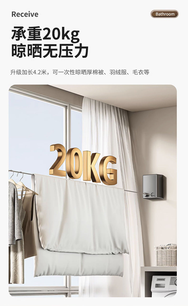 Invisible Clothesline Clothes Artifact Rope Indoor Punch-free Toilet Invisible Telescopic Balcony Rack
