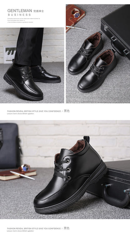 Popular men's cotton shoes genuine leather cotton boots pilot quick-heating shoes fleece-lined warm cotton leather shoes wool warm snow boots
