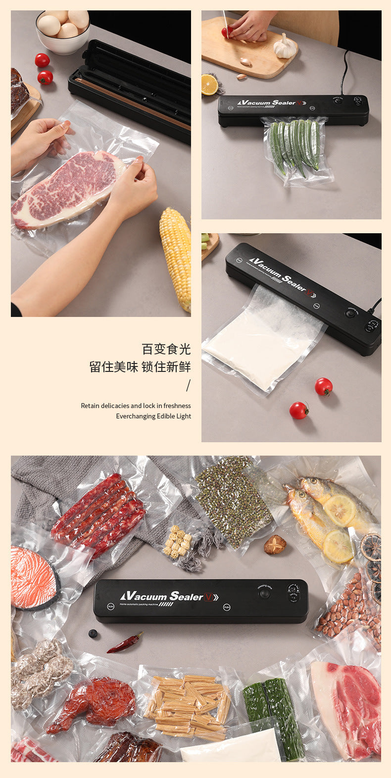 Vacuum sealing machine small household food packaging machine automatic sealing cooked food compression plastic sealing Preservation Machine