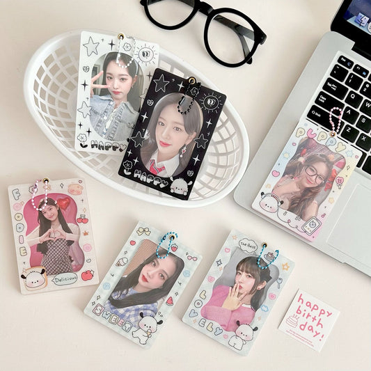 Original Cute puppy magnetic three-inch acrylic card holder brick desktop protective card Film card holder