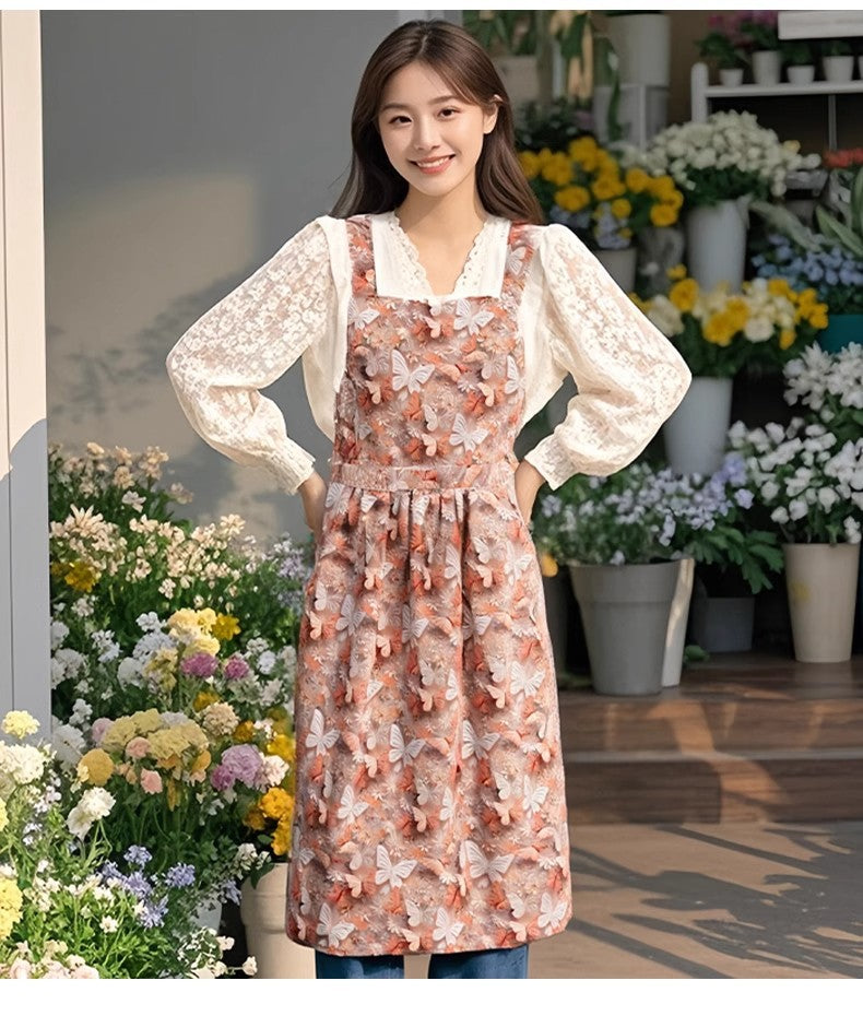 Floral Apron, High-Looking, Young Style, Anti-Fouling Suspenders, Flower Shop, Cafe, Cake Shop, Baking Work Clothes