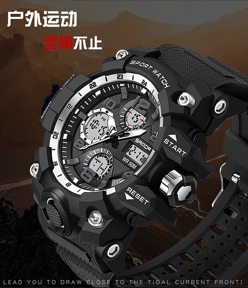 Sanda Hot-Selling Watch Korean Version Student Party Multi-Functional Waterproof Alarm Clock Electronic Watch Cool Dual Display Luminous Sports Watch by PDG ibma