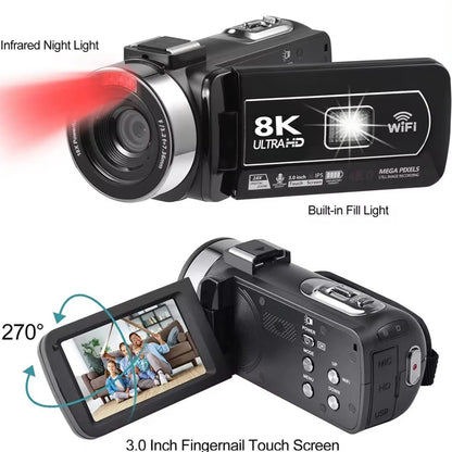 Cross-border 8KWIFI HD digital camera touch screen handheld automatic video travel wedding VLOG digital camera