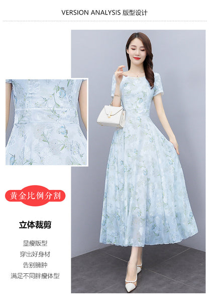 2022 Summer New Bohemian Long Dress to Ankle Chiffon dress Super Long Seaside Holiday Beach Dress for Women