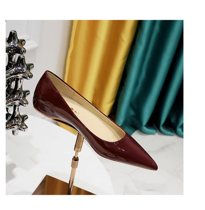 Patent Leather Women Flats Lady Sexy Evening Party Slip On Flat Shoes Women Sharp Pointed Low Heel Shoes Leisure Female Shoes