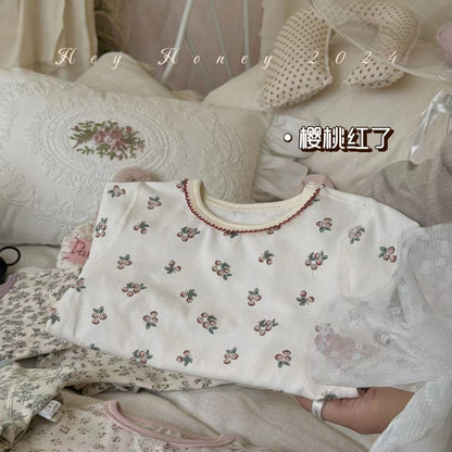 Spot Large and Small Roll Heyhoney24 Lycra Cotton Boys and Girls Autumn Clothes Intimates Printed Home Clothes Pajamas Two-Piece Set