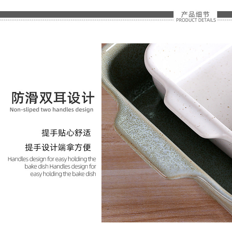 Cross-Border Scandinavian Style Kiln-Turned Baking Pan Amazon Square Steak Plate High-Value Tableware Available for Restaurants and Restaurants