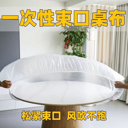 Disposable Tablecloth with Elasticated Edges for Round and Square Tables, Thickened Multifunctional Dining Tablecloth, Red Banquet Windproof Elastic Table Cover