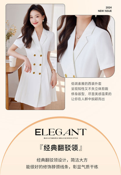 French Hepburn Style Small Black Dress High Sense High Cold Royal Sister Fried Street Small Fragrance Style Pleated Professional Suit dress Summer