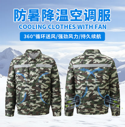 Cross-Border Cooling Air-Conditioning Clothing with Reflective Strips and Fan Cooling Clothing for Men and Women Labor Protection Summer Outdoor Work Clothes