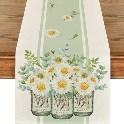 Linen Table Runner Pastoral Flower Lemon Summer Home Dining Table Outdoor Decoration Printed Tablecloth Table Runner